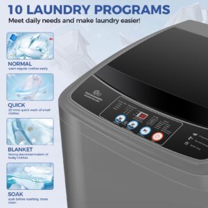 Nictemaw Portable Washing Machine 17.8Lbs Large Capacity Portable Washer Machine with 10 Programs and 8 Water Levels Selections, 2.4 Cu.ft Small Washing Machine for Apartment, Home, Dorms, Rv