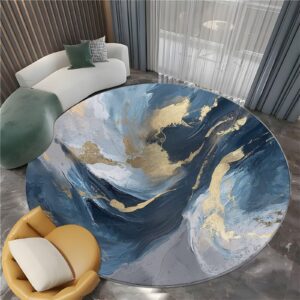 Washable Round Rugs 2' x 2' Round Area Rug, Abstract Painting Fluid Art Non Slip Circle Rugs Low-Pile Floor Carpet, Abstract Twirl Printed Doormat Soft Area Rug for Living Room Dinning Room Bedroom