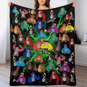 Gorilla Blanket Soft Long Arms Gorilla Throws Blanket Nap Blanket for Bedroom Dorm Party Decorations Game Merch Gift for Kids Boys 50"X40"