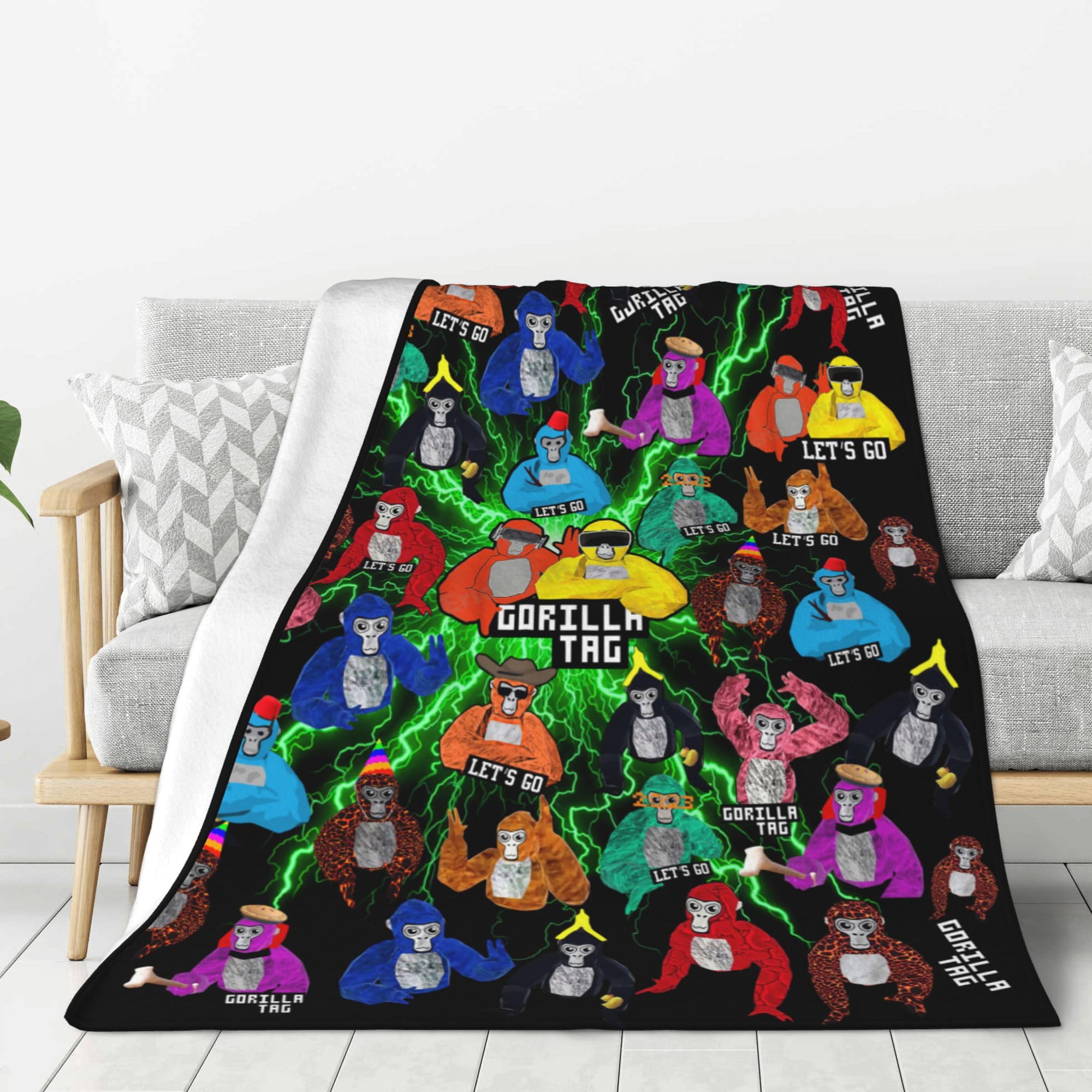 Gorilla Blanket Soft Long Arms Gorilla Throws Blanket Nap Blanket for Bedroom Dorm Party Decorations Game Merch Gift for Kids Boys 50"X40"