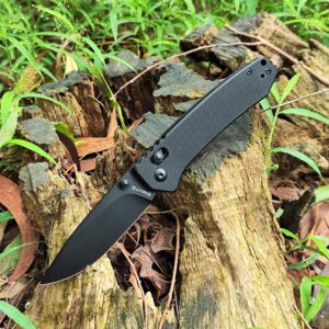 EMHTiii Pocket Knife Folding Knives: 3.14" Stainless Steel Black Blade