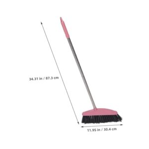 Zerodeko 2pcs Stainless Steel Broom Deck Scrub Brush Brooms Household Broom Indoor Broom Garbage Broom Patio Broom Room Cleaning Broom Heavy-Duty Broom Market Broom Stoop Broom Pink Plastic