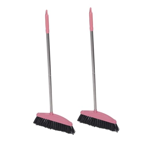 Zerodeko 2pcs Stainless Steel Broom Deck Scrub Brush Brooms Household Broom Indoor Broom Garbage Broom Patio Broom Room Cleaning Broom Heavy-Duty Broom Market Broom Stoop Broom Pink Plastic