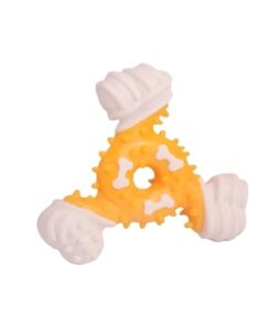 goldensandsofnorth pet teething toy bite glue triangle bone bite dental stick dog bite easy interaction relief(yellow)