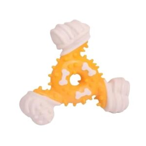 GoldensandsofNorth Pet Teething Toy Bite Glue Triangle Bone Bite Dental Stick Dog Bite Easy Interaction Relief(Yellow)