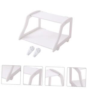 SOESFOUFU 1pc Router Storage Rack Layer Storage Shelf Router Rack Router Storage Mount Shelf Router Stand Wall Mount Shelf Double-layer Storage Holder Shelf Bracket Mini Router Plastic White