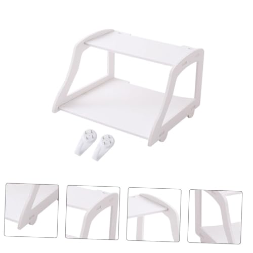 SOESFOUFU 1pc Router Storage Rack Layer Storage Shelf Router Rack Router Storage Mount Shelf Router Stand Wall Mount Shelf Double-layer Storage Holder Shelf Bracket Mini Router Plastic White