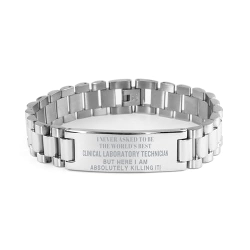 Engraved World's Best Clinical Laboratory Technician for Christmas Birthday Unique Gifts Ladder Stainless Steel Bracelet for Wemen Men, Adjustable Clinical Laboratory Technician Birthday Graduati