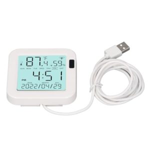 Thermometer Hygrometer, 0 to 60℃ 0% to 99% RH Temperature Humidity Meter 5V 1A for Living Room Kitchen Bedroom