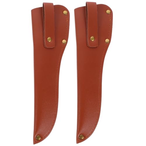 GREENADSCAPE 2pcs Cutter Protective Cover Kitchen Supply Cutter Supply Kitchen Guard Protector Portable Cutter Cover Cutter Sleeve Butcher Sleeve Convenient Cutter Guard Light Brown Leather