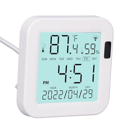 Thermometer Hygrometer, 0 to 60℃ 0% to 99% RH Temperature Humidity Meter 5V 1A for Living Room Kitchen Bedroom