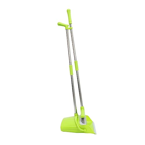 HOMOCONO 1 Set Broom Dustpan Set Broom Standing Broom and Dustpan Home Cleaning Device Standing Dustpan and Brush Upright Standing Lobby Broom and Dust Pan Toy Stainless Steel Green