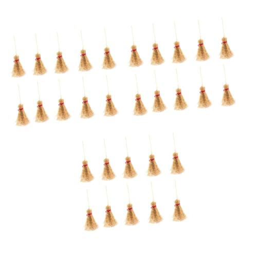 Outanaya 30 Pcs Broom Witch Hanging Dollhouse Furniture Decoration Brooms Halloween Mini Broom Broom Mini Toys Dollhouse Broom Mini Cosplay Broom Props Broom for Besom Wooden