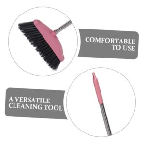 Zerodeko 2pcs Stainless Steel Broom Deck Scrub Brush Brooms Household Broom Indoor Broom Garbage Broom Patio Broom Room Cleaning Broom Heavy-Duty Broom Market Broom Stoop Broom Pink Plastic