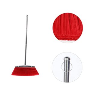 HAWILLOSCH Cleaning Btush Hair Cleaning Broom Long Handle Broom Soft Home Cleaning Supplies Floor Sweeping Broom Office Garbage Cleaner Floor Sweeper Broom Kitchen Broom Red Stainless Steel