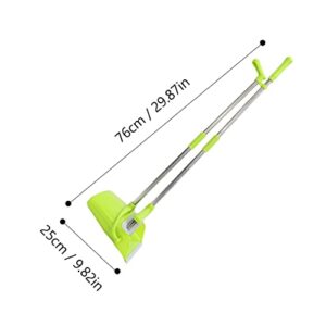 HOMOCONO 1 Set Broom Dustpan Set Broom Standing Broom and Dustpan Home Cleaning Device Standing Dustpan and Brush Upright Standing Lobby Broom and Dust Pan Toy Stainless Steel Green