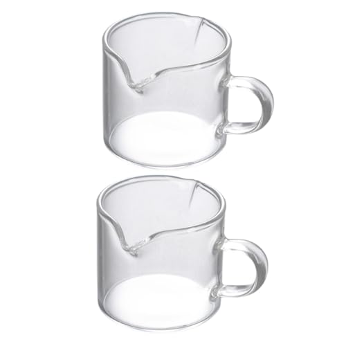 COLLBATH 2pcs Double Mouth Milk Cup Measuring Milk Jug Espresso Shots Tea Serving Pitcher Sauce Dish Espresso Coffee Maker Machine Mini Sauce Pitchers Espresso Wdt Mini Jugs for Sauce Glass