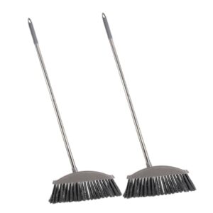 luxshiny 2pcs stainless steel broom garage broom angle broom camping broom floor cleaning broom patio broom long handle broom cleaning supplies pickup brush garden broom plastic dark grey