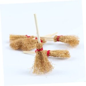 Outanaya 30 Pcs Broom Witch Hanging Dollhouse Furniture Decoration Brooms Halloween Mini Broom Broom Mini Toys Dollhouse Broom Mini Cosplay Broom Props Broom for Besom Wooden