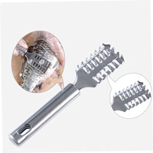 FUNOMOCYA Fish Scale Shaver Remove Fish Scale Fish Grater Living Fish Shaver Fish Scaler Brush Fish Scaler Kit Seafood Tool Scale Scraper Fish Gripper Fish Skin Cleaner Scale Peeler Silver