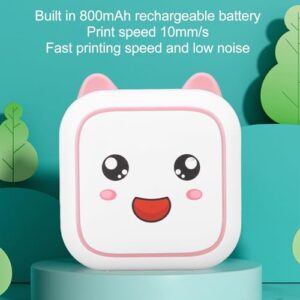 evhooe Mini Printer Inkless Easy to Carry 800mAh Rechargeable Battery Low Noise Mobile Thermal Printer (Pink)