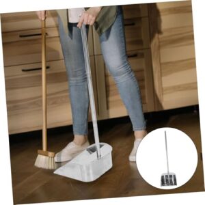 Zerodeko Stainless Steel Trash Shovel Lobby Dustpan Outdoor Dustpan Long Handle Dust Pan Handled Cleaning Dust Pan Indoor Broom and Dust Pans Litter Shovel Industrial Dust Pan Silver