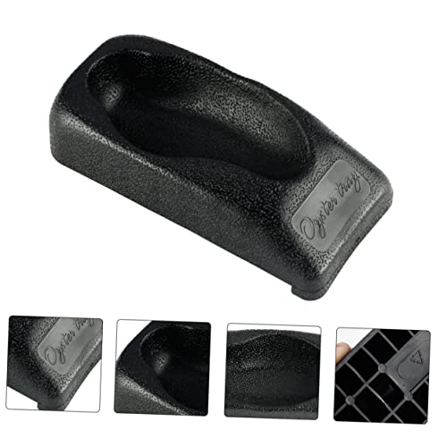 HOLIDYOYO 2pcs Oyster Seat Oyster Shucking Oyster Trays Seafood Shucking Clamp Oyster Stand Holder Shucker Tool Kitchen Utensils Holder Oyster Knife Shucker Oyster Opener Clamp Pan Black Pvc