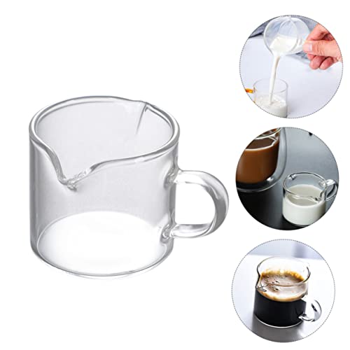 COLLBATH 2pcs Double Mouth Milk Cup Measuring Milk Jug Espresso Shots Tea Serving Pitcher Sauce Dish Espresso Coffee Maker Machine Mini Sauce Pitchers Espresso Wdt Mini Jugs for Sauce Glass