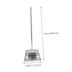 HOMOCONO Stainless Steel Garbage Bin Thicken Dustpan Outdoor Dust Pan Commercial Dustpan Room Cleaning Shovel Long Handle Dustpan Stand up Dustpan Kitchen Dustpan Tin Dustpan Silver Plastic