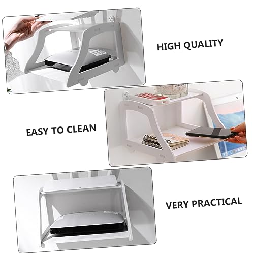 SOESFOUFU 1pc Router Storage Rack Layer Storage Shelf Router Rack Router Storage Mount Shelf Router Stand Wall Mount Shelf Double-layer Storage Holder Shelf Bracket Mini Router Plastic White