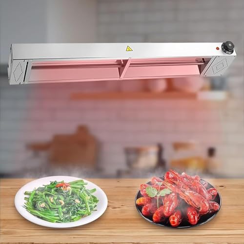 Food Warmer, Commercial Food Warmer, Hanging Food Heat Lamp, Food Heat Lamp for Kitchen, Buffets and Dining Rooms Adjustable Temperature 30-85℃(120x15x6.5CM)