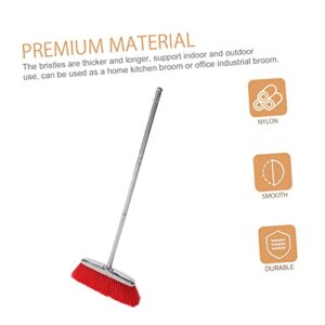 HAWILLOSCH Cleaning Btush Hair Cleaning Broom Long Handle Broom Soft Home Cleaning Supplies Floor Sweeping Broom Office Garbage Cleaner Floor Sweeper Broom Kitchen Broom Red Stainless Steel