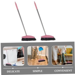 Zerodeko 2pcs Stainless Steel Broom Deck Scrub Brush Brooms Household Broom Indoor Broom Garbage Broom Patio Broom Room Cleaning Broom Heavy-Duty Broom Market Broom Stoop Broom Pink Plastic