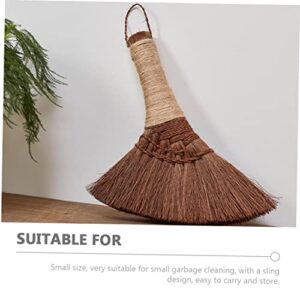 HOMOCONO Small Broom Broom Mini Desk Dust Broom Cute Broom Desk Cleaning Brush Broom Brushes Natural Broom Straw Broom Remover Desktop Cleaning Brush Besom Brown Silk Light Brown