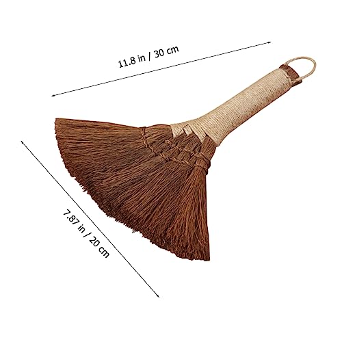 HOMOCONO Small Broom Broom Mini Desk Dust Broom Cute Broom Desk Cleaning Brush Broom Brushes Natural Broom Straw Broom Remover Desktop Cleaning Brush Besom Brown Silk Light Brown