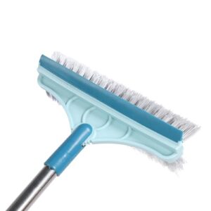 Three in One Floor Scrub Brush 180 Degree Rotatable Head Long Handle Cleaner Plastic and Stainless Steel for Home (Light Blue)