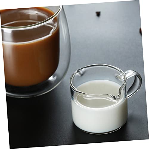 COLLBATH 2pcs Double Mouth Milk Cup Measuring Milk Jug Espresso Shots Tea Serving Pitcher Sauce Dish Espresso Coffee Maker Machine Mini Sauce Pitchers Espresso Wdt Mini Jugs for Sauce Glass