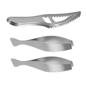 1 set stainless steel fish scale planer kitchen gear razor blade scraper tweezers scale scarping peeler fish scale tool fish descalers fishbone tweezer fish cleaning tool silver feltechelectr