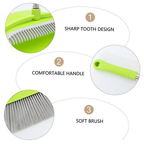 HOMOCONO 1 Set Broom Dustpan Set Broom Standing Broom and Dustpan Home Cleaning Device Standing Dustpan and Brush Upright Standing Lobby Broom and Dust Pan Toy Stainless Steel Green