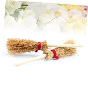 Outanaya 30 Pcs Broom Witch Hanging Dollhouse Furniture Decoration Brooms Halloween Mini Broom Broom Mini Toys Dollhouse Broom Mini Cosplay Broom Props Broom for Besom Wooden