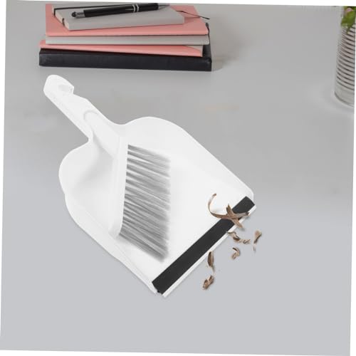 BUTIFULSIC 1 Set Mini Table Broom Portable Broom and Dust Pan Messes Dustpan Mini Dust Pan Mini Dustpan Broom and Dustpan Stand up Broom Multi-Function Whisk Broom Cartoon Broom Plastic White