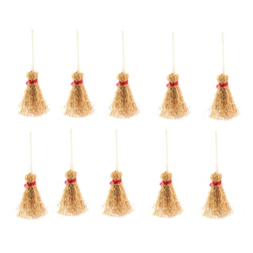 Outanaya 30 Pcs Broom Witch Hanging Dollhouse Furniture Decoration Brooms Halloween Mini Broom Broom Mini Toys Dollhouse Broom Mini Cosplay Broom Props Broom for Besom Wooden