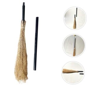 NOLITOY 2pcs Witch Broom Broomstick Witches Broom Halloween Props Halloween Broom Birthday Decoration for Girl Costumes for Halloween Fall Decor for Kitchen The Outfit Apparel Wooden Beige