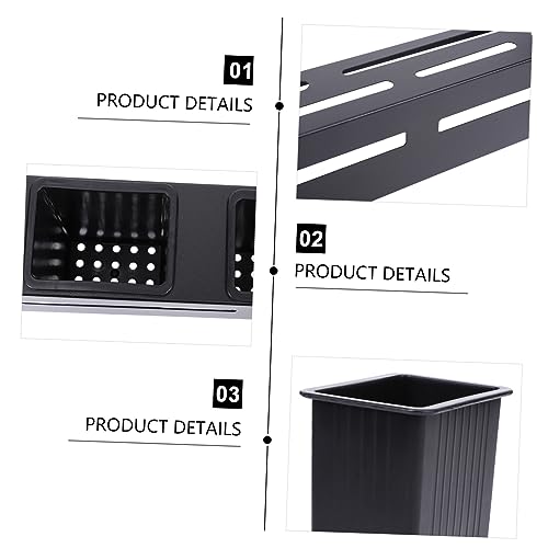 FUNOMOCYA Knife Holder Block Holder Wall Utensils Holder Wall Mounted Shelves for Storage Hanging Holder Kitchen Knife Storage Pot Lid Holder Cutter Storage Rack Stainless Steel Black