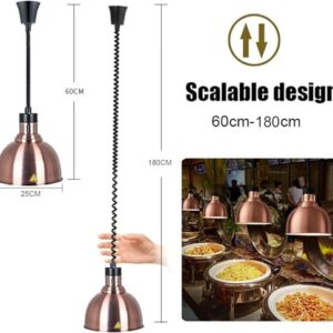 Food Heating Lamp, Hanging Food Warmer for Buffet Restaurant Hotel Kitchen, Retractable Food Warming Lamp Commercial Catering Equipment, 250W Food Heat Warmer Lamp