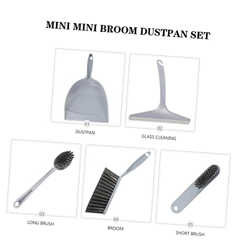 BUTIFULSIC 5pcs Broom Dustpan Desktop Dustpans Cleaner Home Mini Brush Broom Table Cleaning Brush Mini Saucepan Broom Dustpan Hand Broom Aid Sweeping Turner Scraper Mop Purple Pp