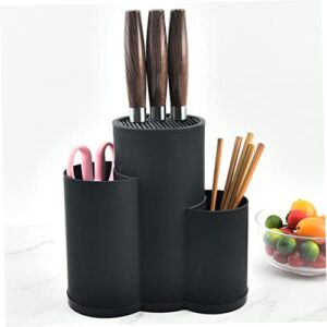 Unomor Knife Storage Kitchen Utensil Organizer Cutter Holder Countertop Block Silverware Drying Rack Chopstick Organizer Multi-function Cutter Storage Holder Makeup Brush Holders Pp Black