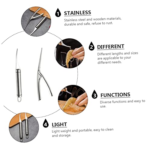 HOLIDYOYO 3 Sets Shrimp Peeler Clean up Shrimp Tool. Shrimp Line Cleaner Sea Food Accessory Sea Food Knives Seafood Deveiner Shrimp Master Tool Cleaning Gadgets Silver Stainless Steel