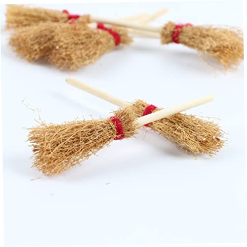 Outanaya 30 Pcs Broom Witch Hanging Dollhouse Furniture Decoration Brooms Halloween Mini Broom Broom Mini Toys Dollhouse Broom Mini Cosplay Broom Props Broom for Besom Wooden