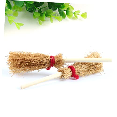 Outanaya 30 Pcs Broom Witch Hanging Dollhouse Furniture Decoration Brooms Halloween Mini Broom Broom Mini Toys Dollhouse Broom Mini Cosplay Broom Props Broom for Besom Wooden